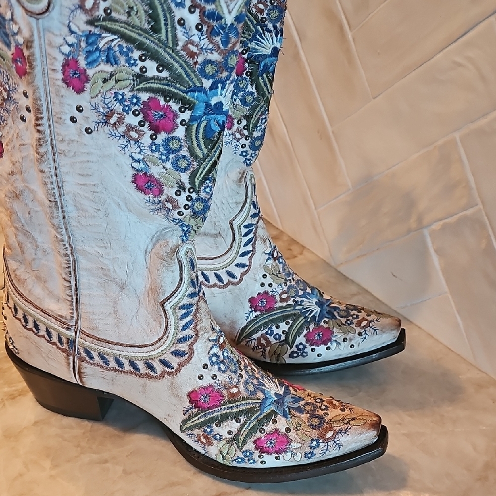 Lane Boots Floral Heeled Womans Boots - Picture 8 of 15